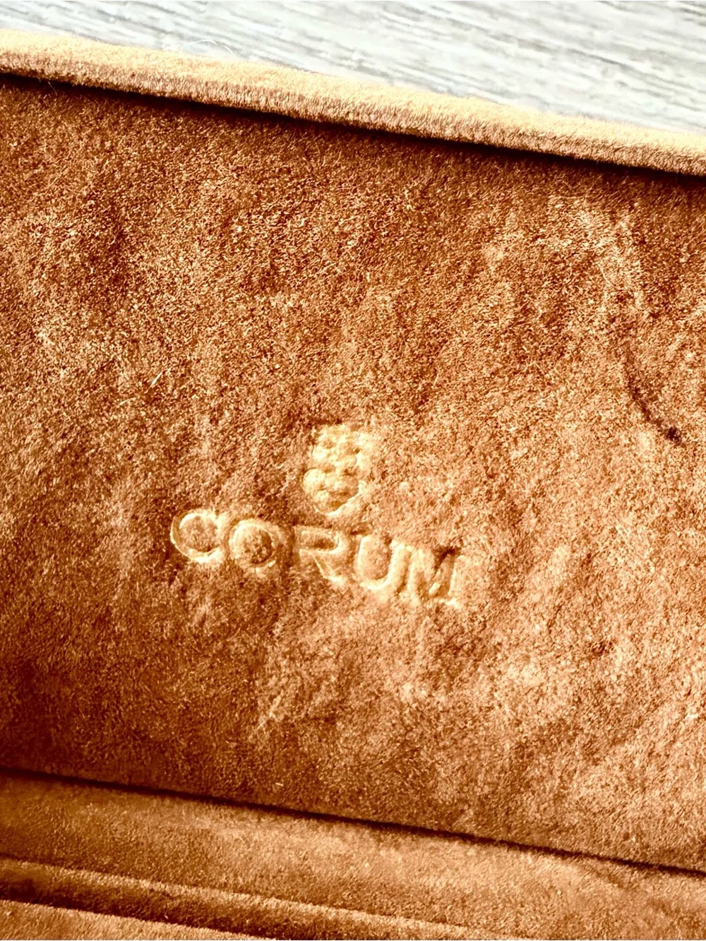 CORUM Tan Watch/Bracelet Box + Outer Box 10.30x3x1.10”